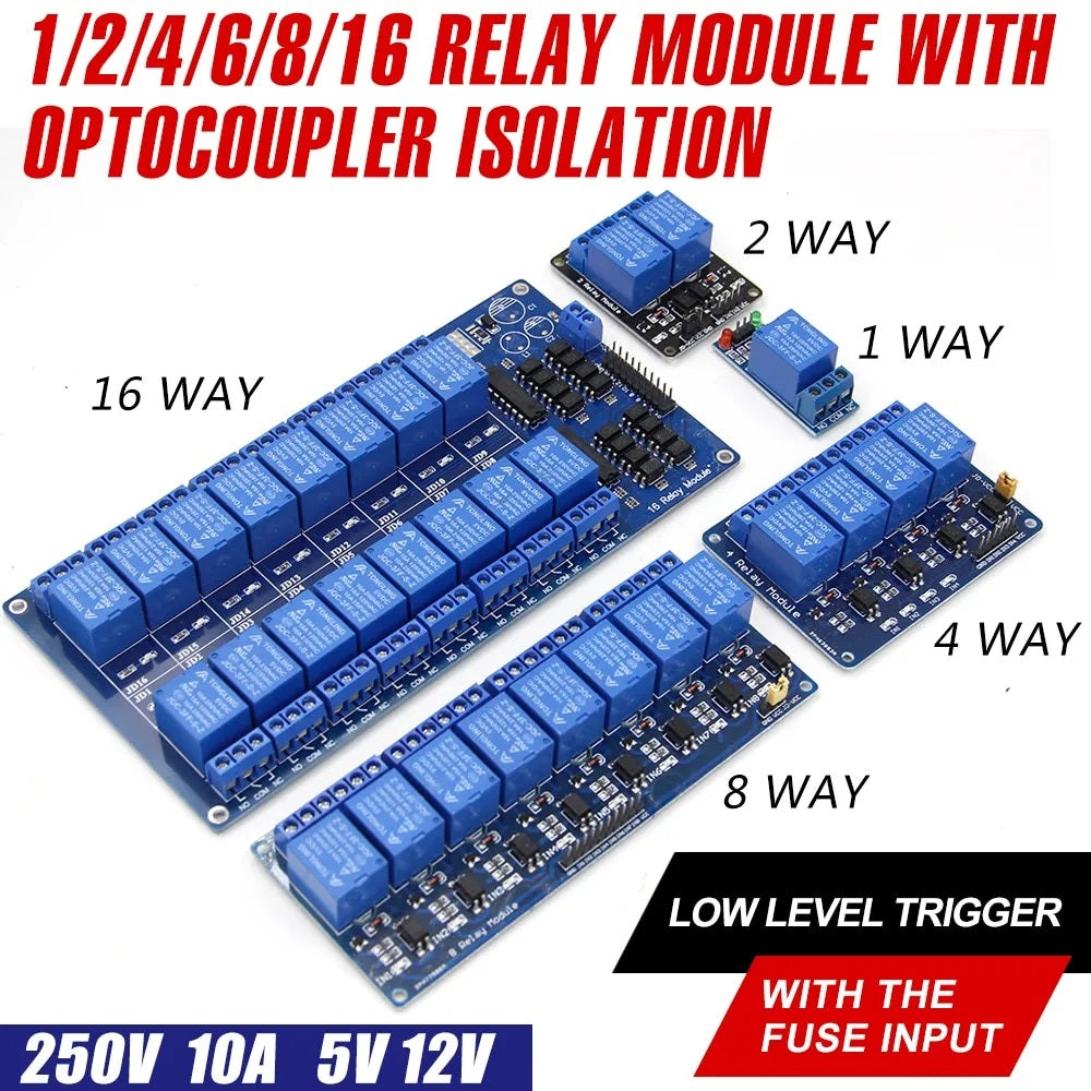 Blue Relay Board Module with Low Level Trigger Optocoupler