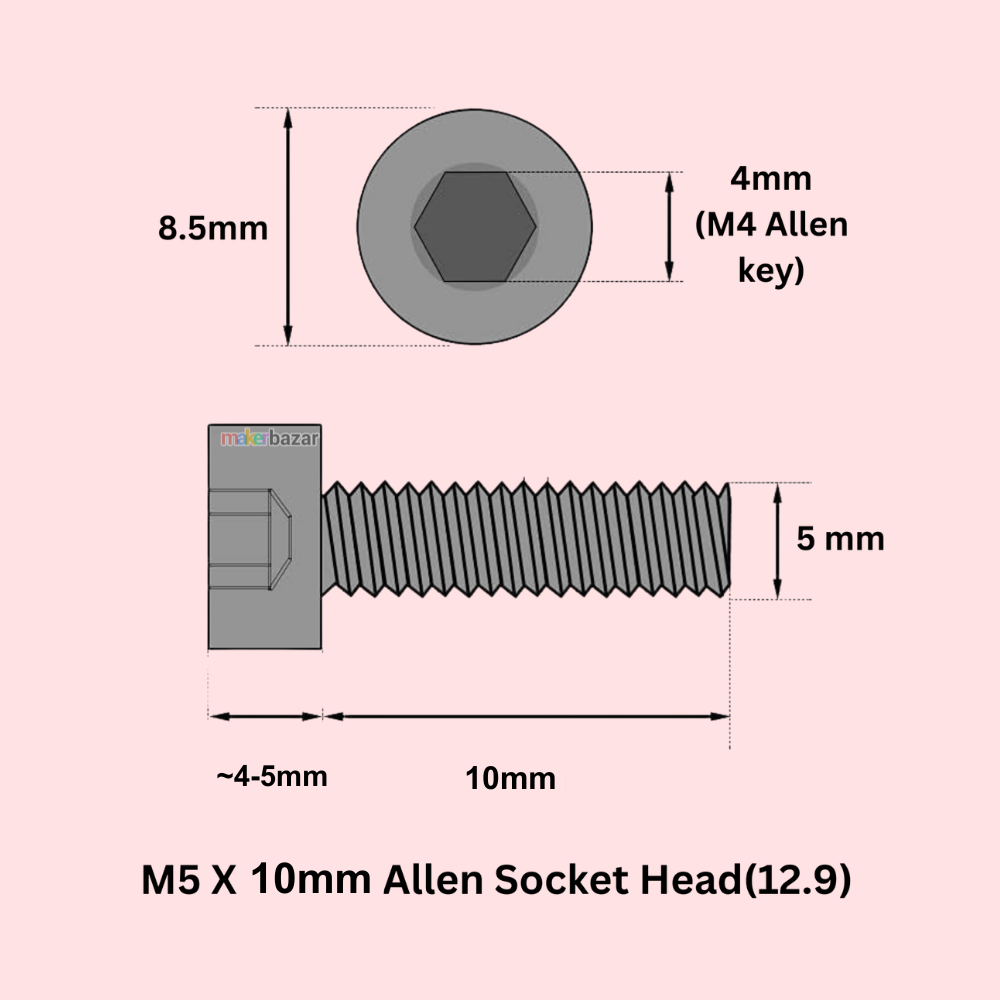 MS Allen Socket Head Screws Bolt [Pack of 10]