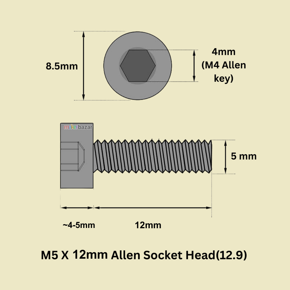 MS Allen Socket Head Screws Bolt [Pack of 10]