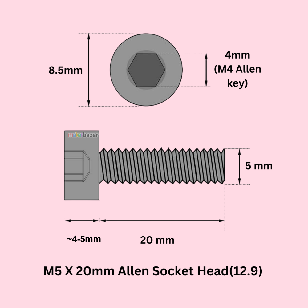 MS Allen Socket Head Screws Bolt [Pack of 10]