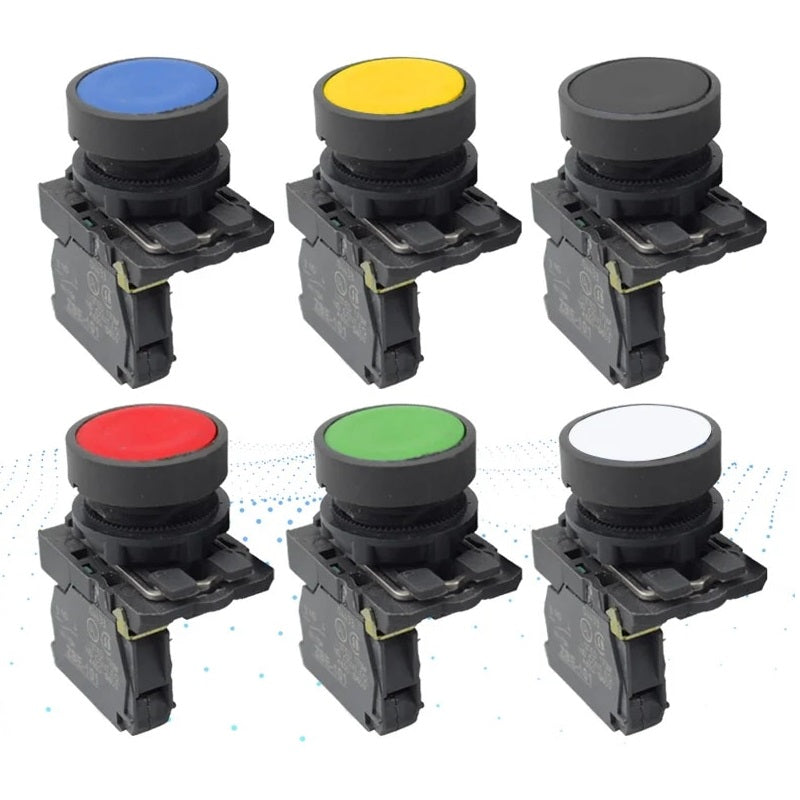 XB5 22.5mm Momentary Flush Push Switch Button Normally Open with ZBE-101 Contact Block