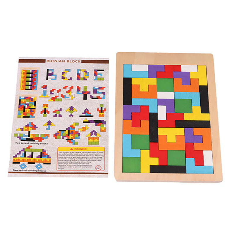 40Pcs Wooden Russian Blocks Puzzles for Kids