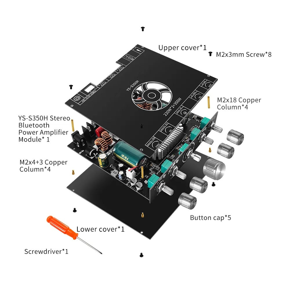 Digital Sub YS-S350H 2.1 Channel Bluetooth Digital Subwoofer Amplifier Board 220Wx