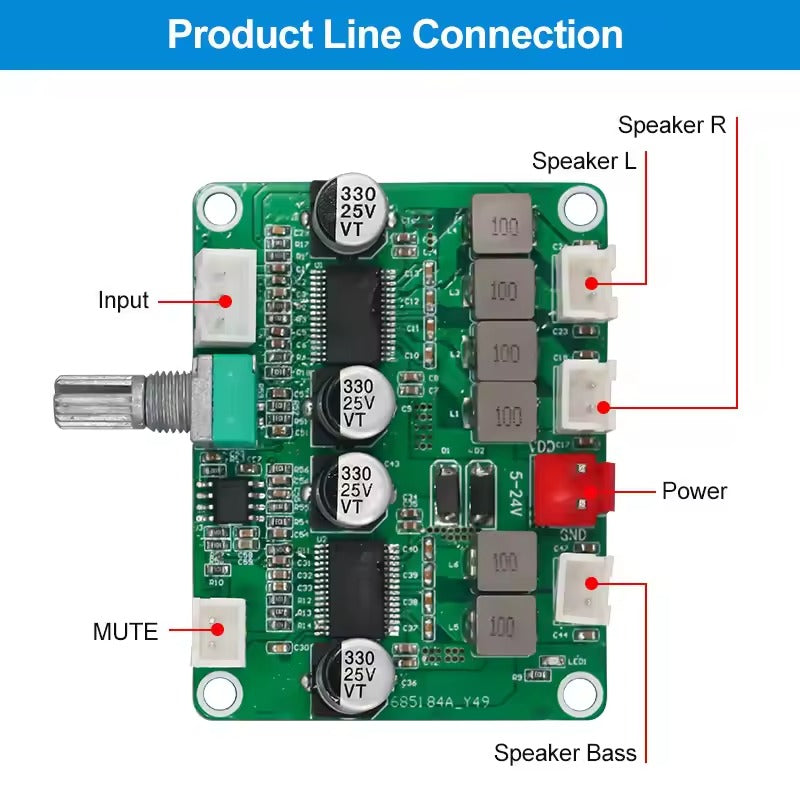 2x30W+60W 2xTPA3118D2 12-24VDC 2.1-Channel Audio Power Amplifier Module