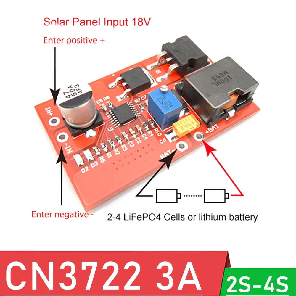 Module Cn3722 CN3722 MPPT Solar Panel Charge Controller for 2S-4S Li-ion Batteries, 3A