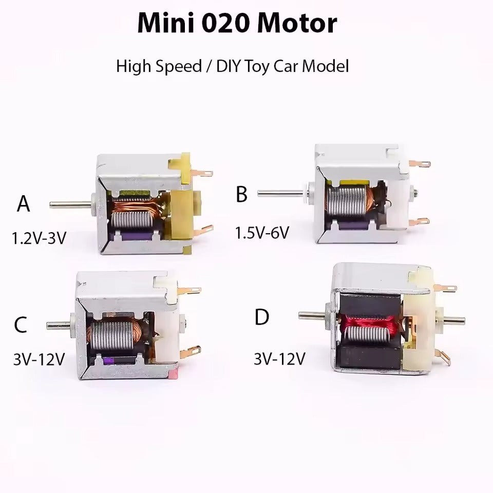 Micro 18mm Square Bare 020 Motor DC 1.5V 3V 6V High Speed Toy Car Moto