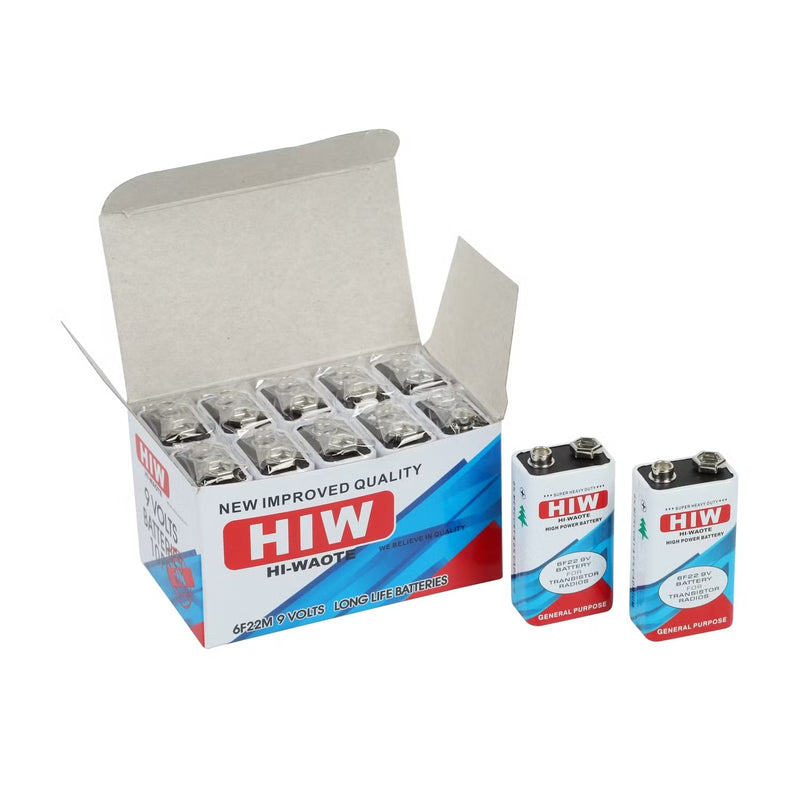 HIW Hi-Waote 9V Battery, Super Heavy Duty 6F22