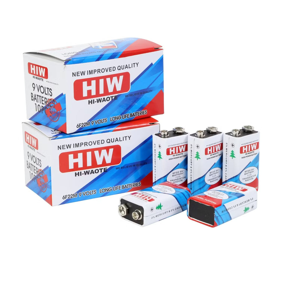 HIW Hi-Waote 9V Battery, Super Heavy Duty 6F22