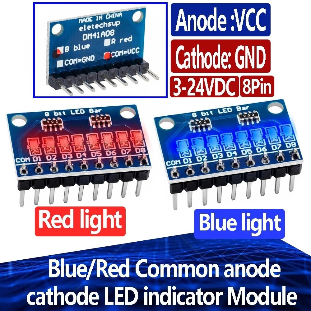 8 Bit Red/Blue LED Indicator Module 3.3V 5V