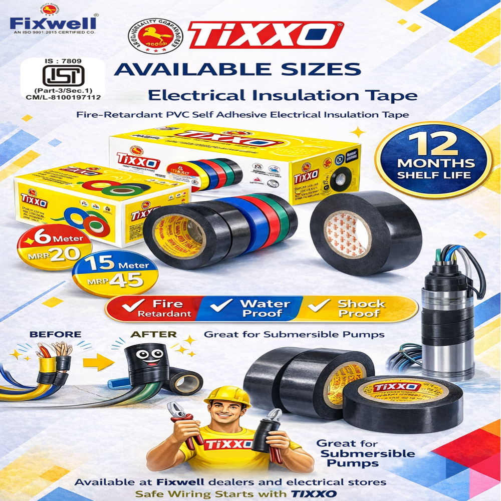 Tixxo: Self Adhesive PVC Electrical Insulation Tape 1.8cm