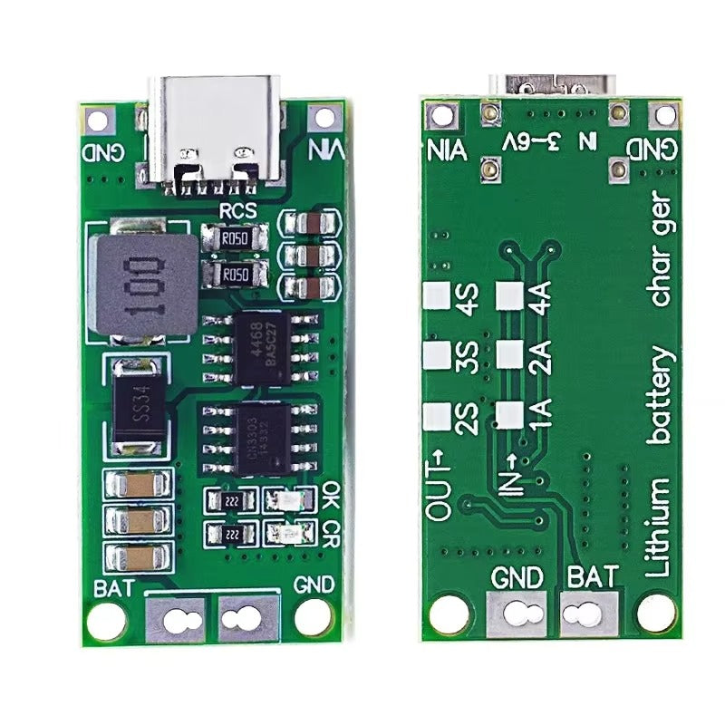 [Green] Type-C Multi-Cell 2S 3S 4S to 8.4V 12.6V 16.8V Step-Up Boost Lithium Battery Charger Module