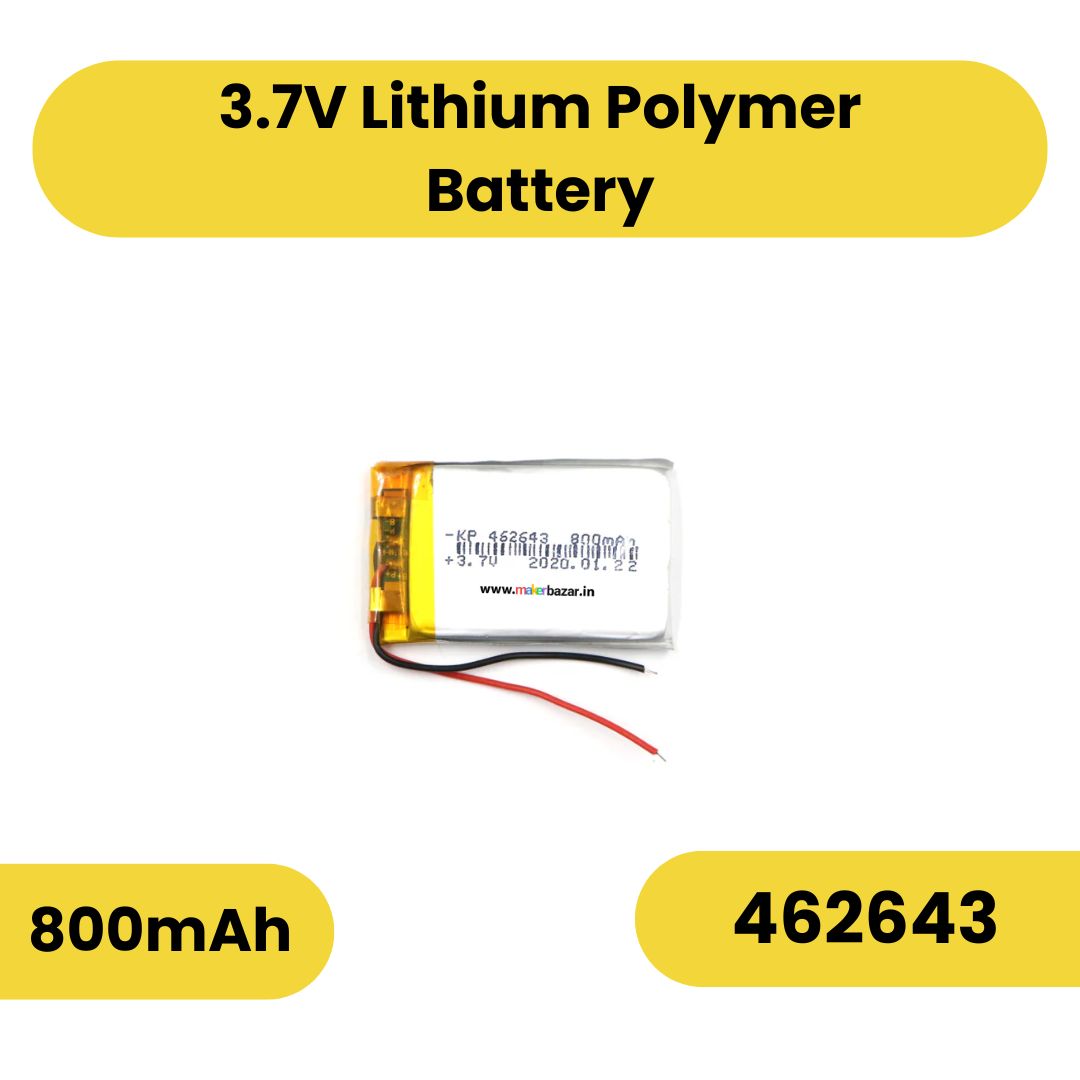 Lipo Battery - Single Cell 3.7V 800mAh Lithium Polymer Battery