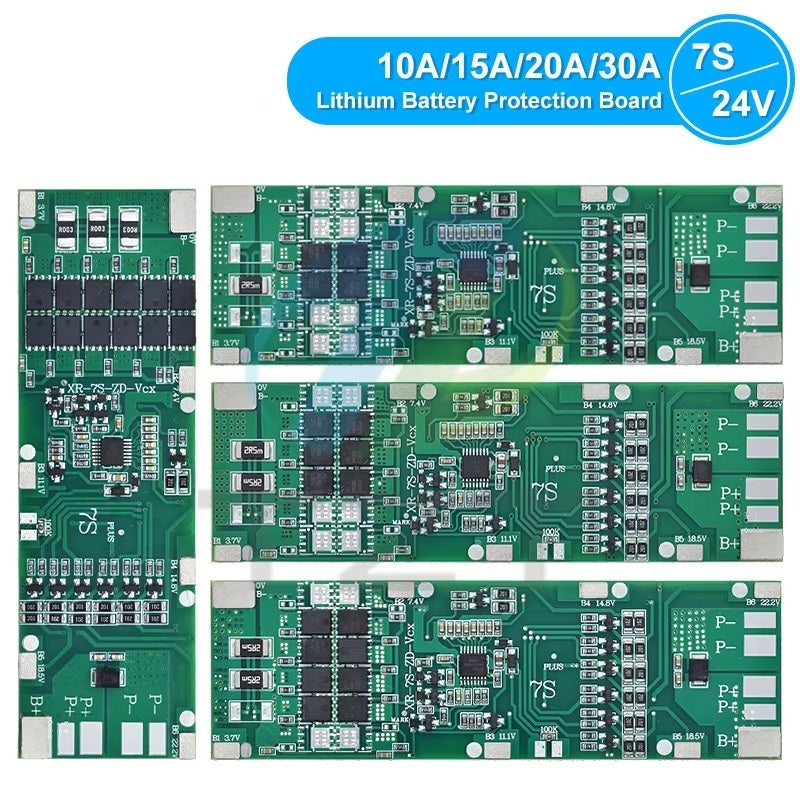 BMS 7S 24V Li-ion 18650 Battery Charge Board With Balance Function Short Circuit / Temperature Protection