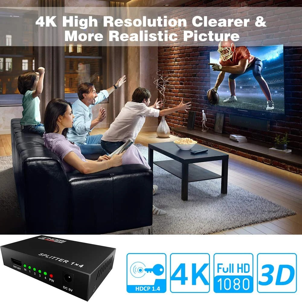 1x4 HDMI Splitter UHD 4K 2K 3D