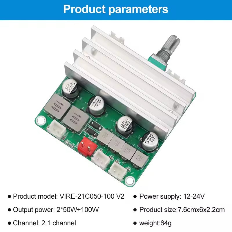 2x50W+100W 2xTPA3116D2 12-24VDC 2.1-Channel Audio Power Amplifier Module