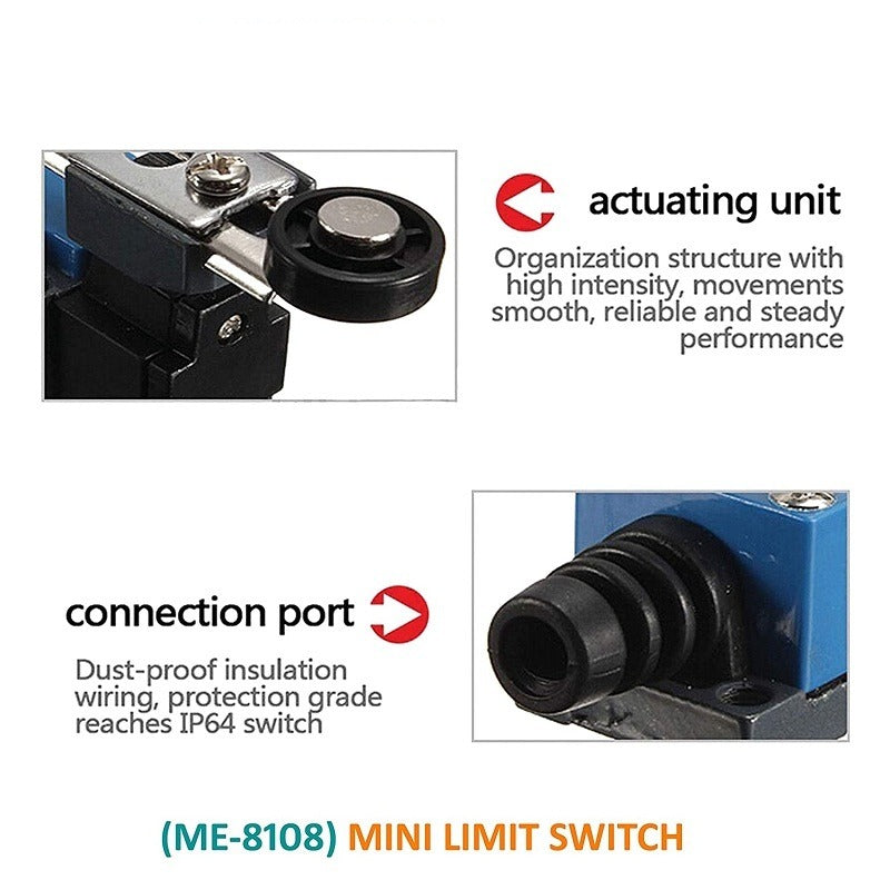 ME-8108 Rotary Adjustable Roller Lever Arm Mini Limit Switch – CNC ...