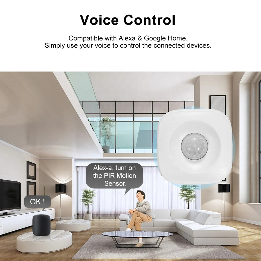 Smart Wifi PIR Motion Sensor - Compatible with Alexa