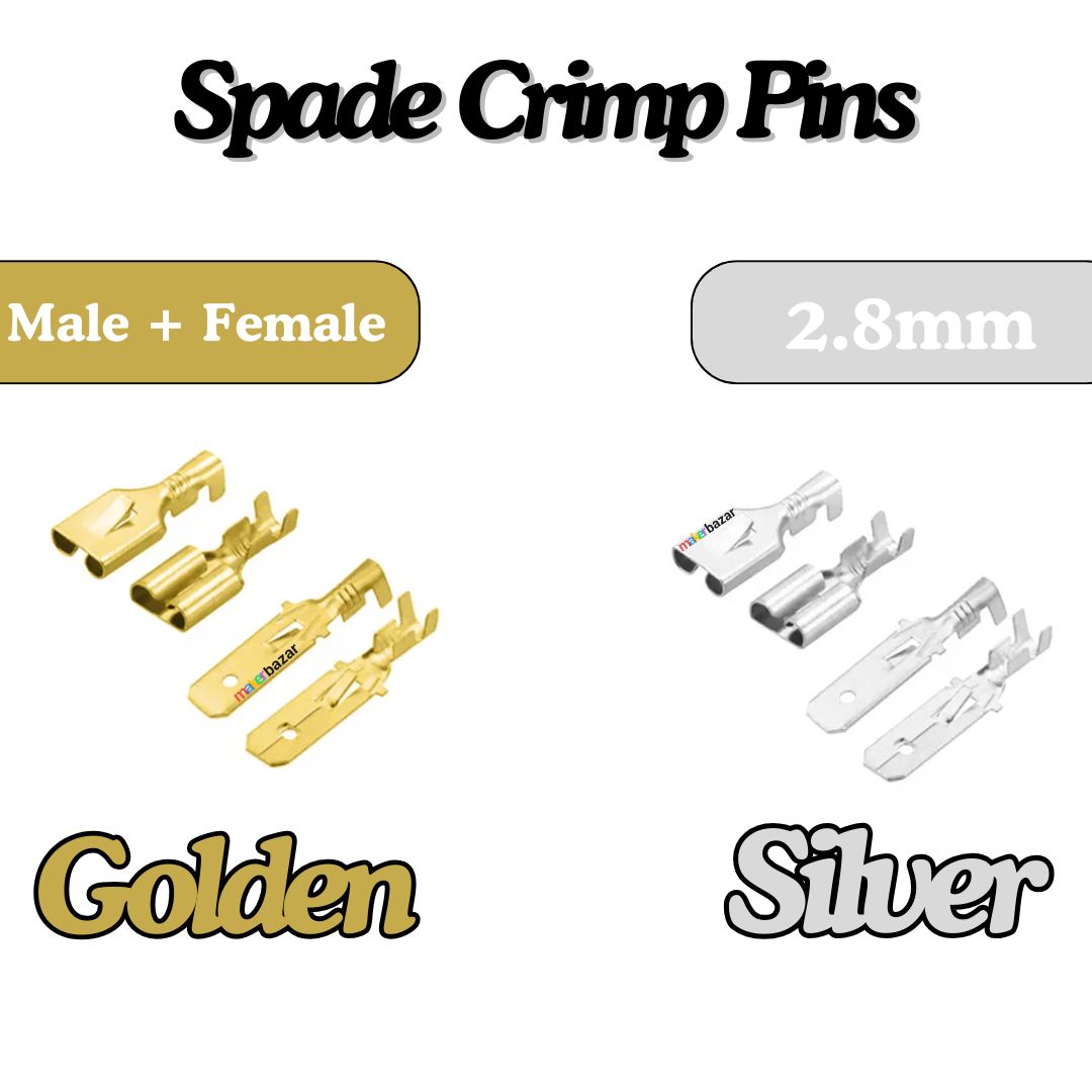 Lugs Thimble Pins Non-Insulated Spade Crimp Battery Connectors [Random Colour]