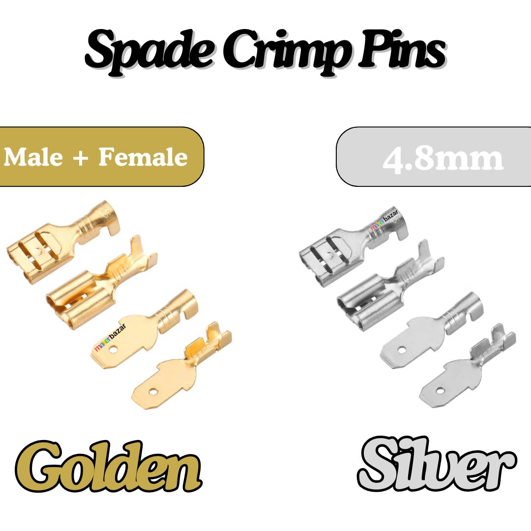 Lugs Thimble Pins Non-Insulated Spade Crimp Battery Connectors [Random Colour]