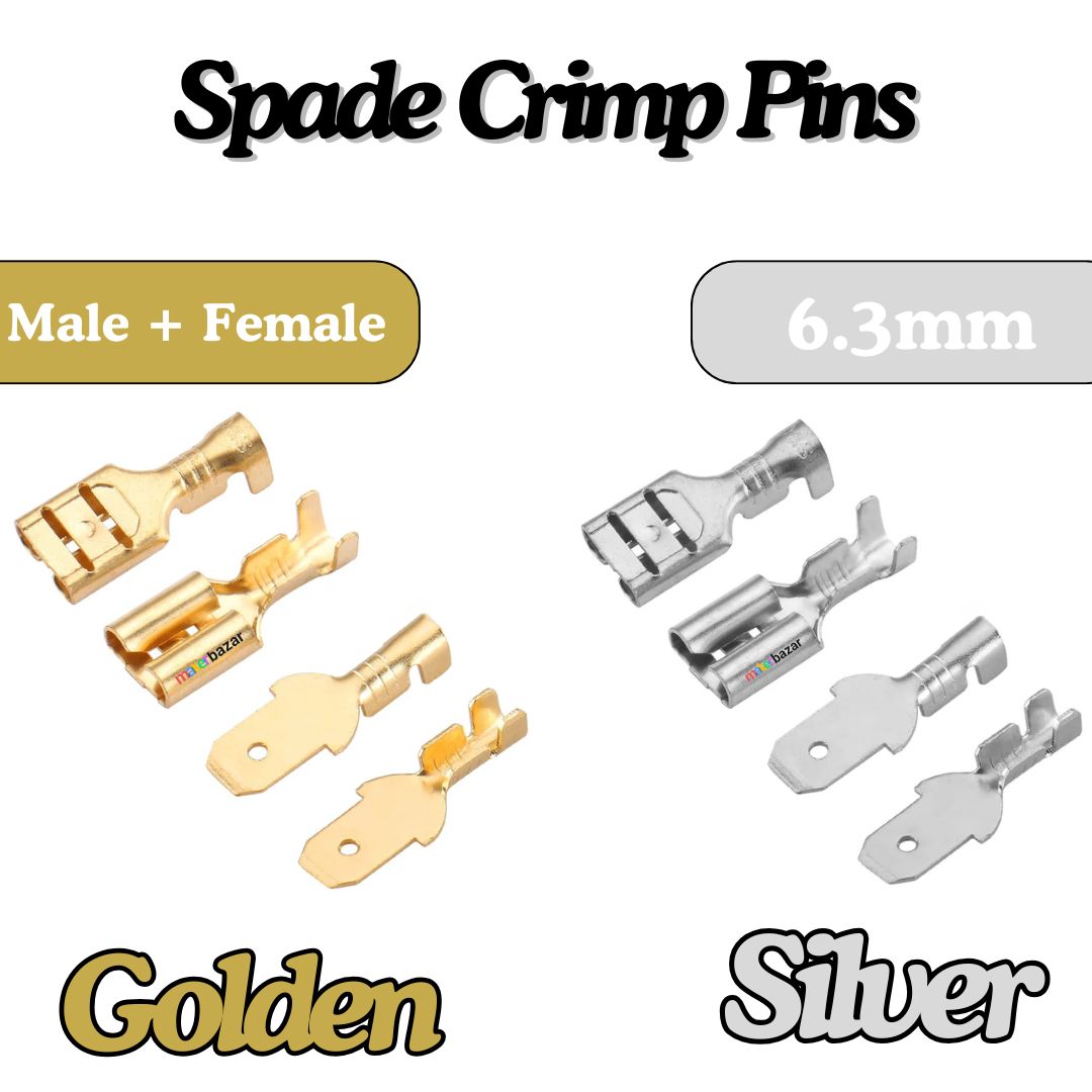 Lugs Thimble Pins Non-Insulated Spade Crimp Battery Connectors [Random Colour]