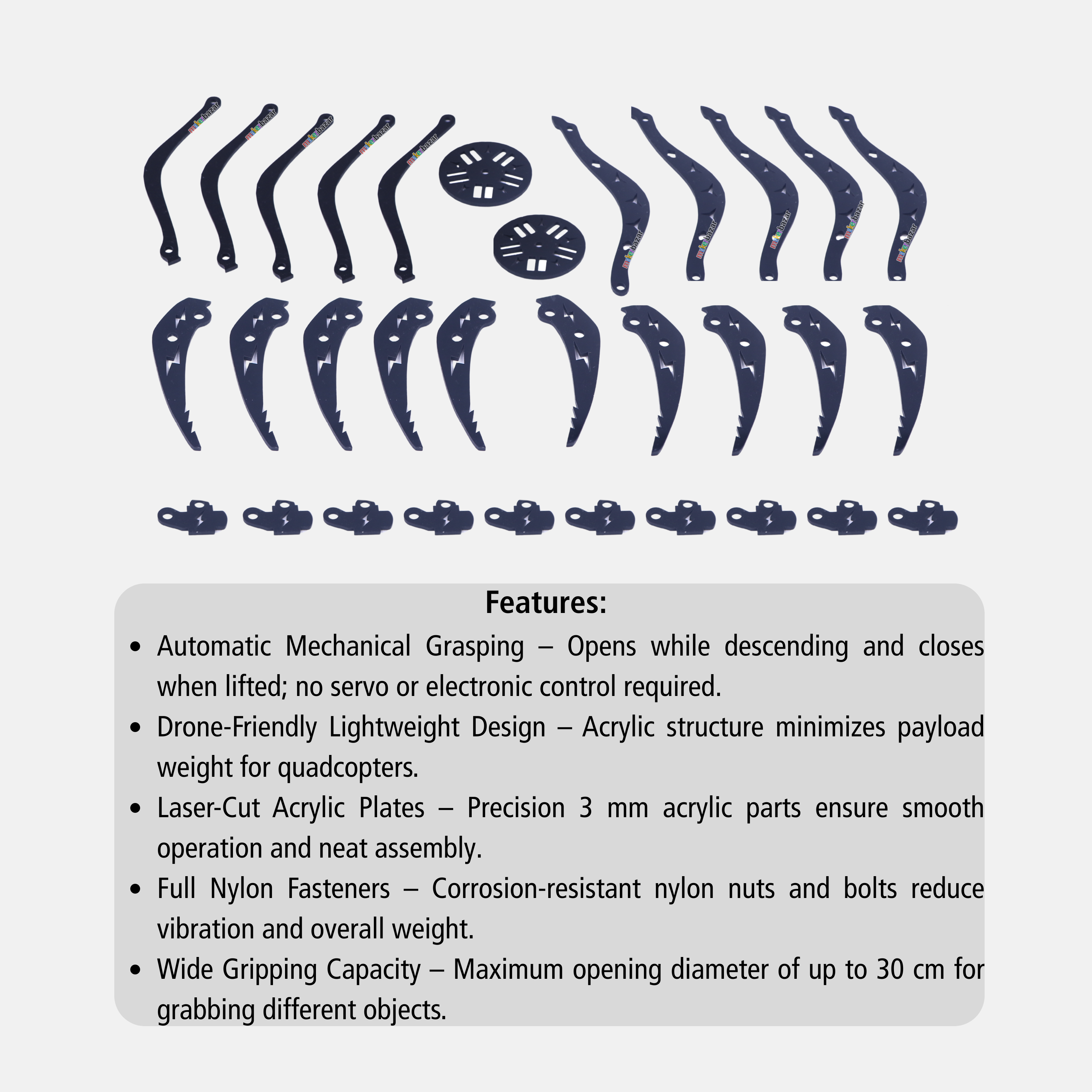 Mantis Claw Acrylic Manipulator/Gripper DIY Kit for Quadcopter Drone