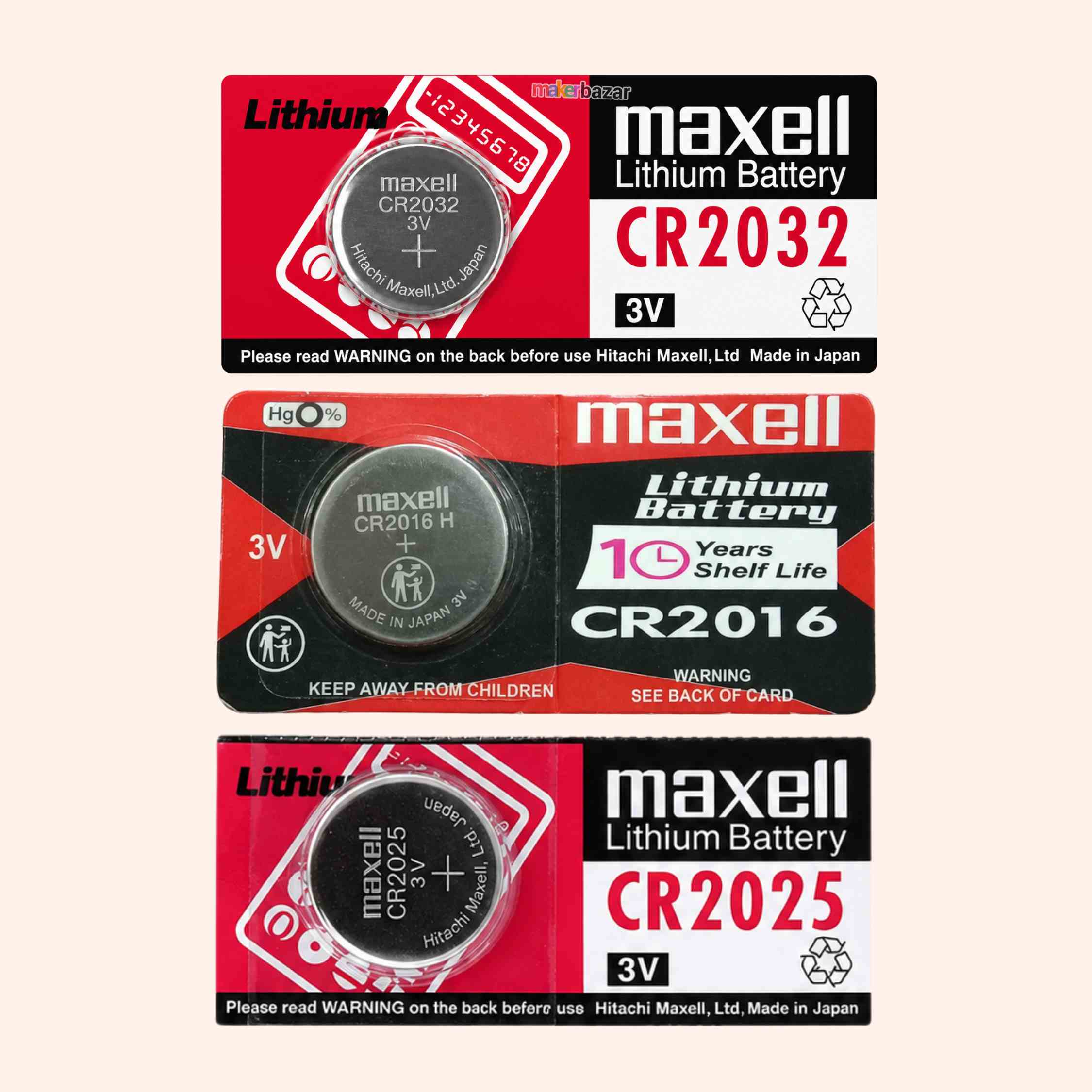 Maxell: 3V Non-Rechargeable Lithium Coin Button Cells