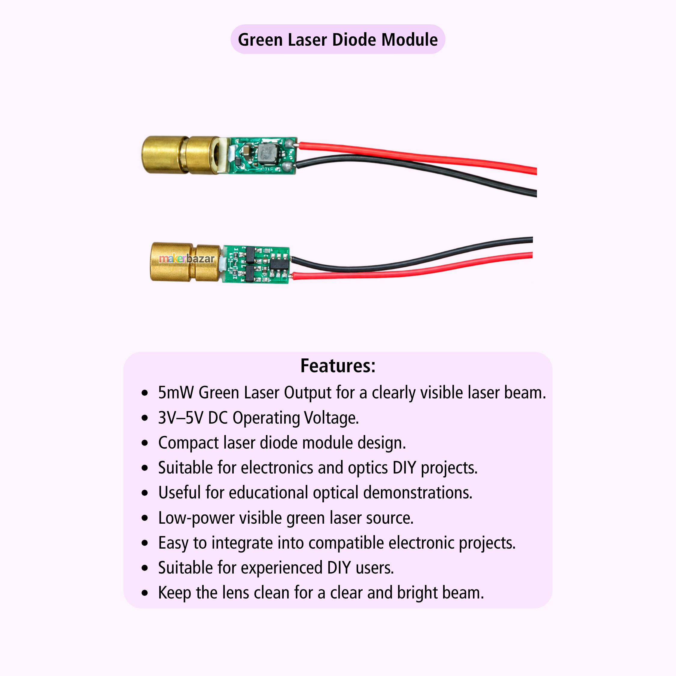 520nm 6mm 3-5v Dc 5mW Mini Green Laser Dot Diode Module