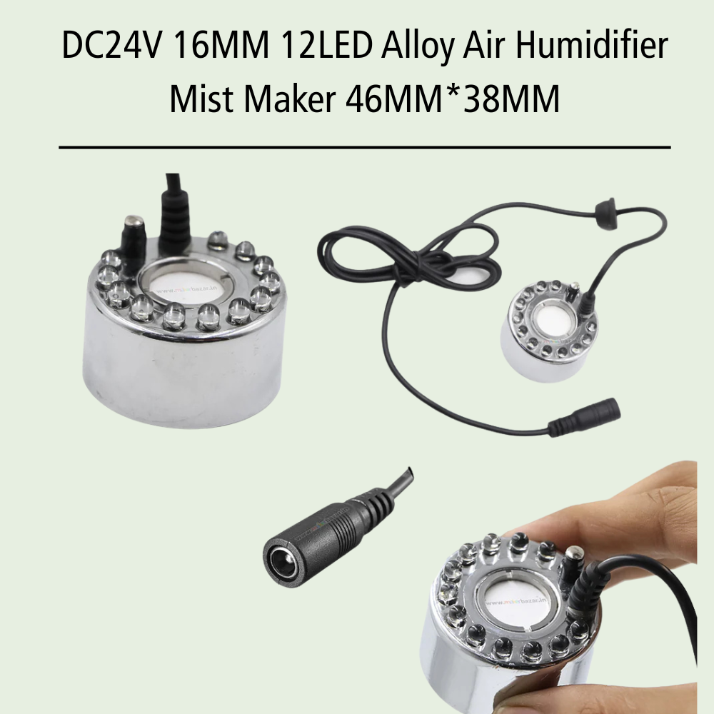 DC24V 16MM 12LED Alloy Air Humidifier Mist Maker 46MM*38MM