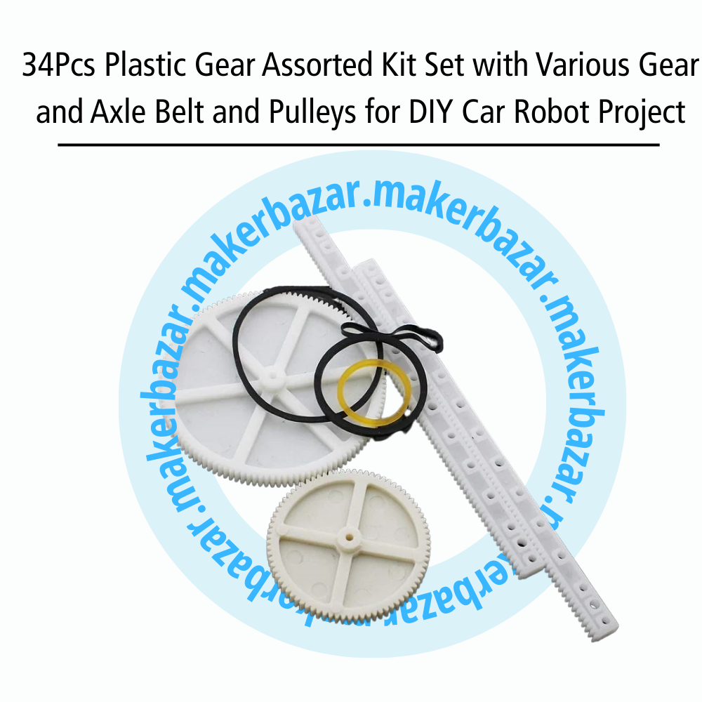 34Pcs Plastic Gear Assorted Kit Set with Various Gear and Axle Belt and Pulleys for DIY Car Robot Project