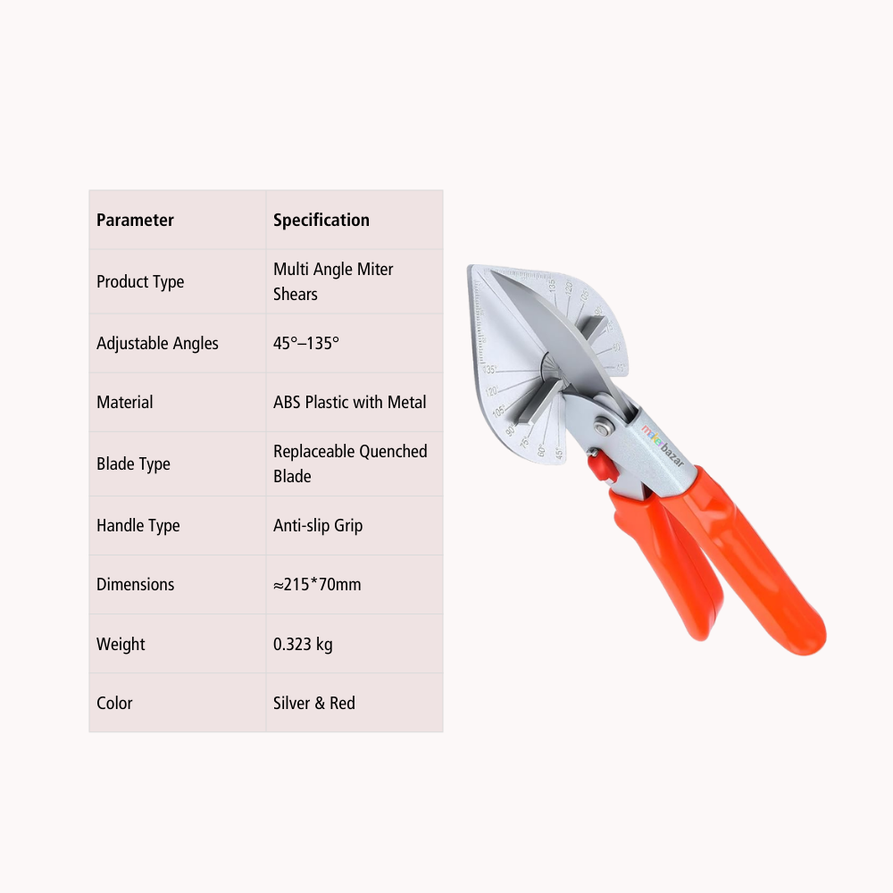 Multi Angle Miter Shears 45°–135° Adjustable Cutter