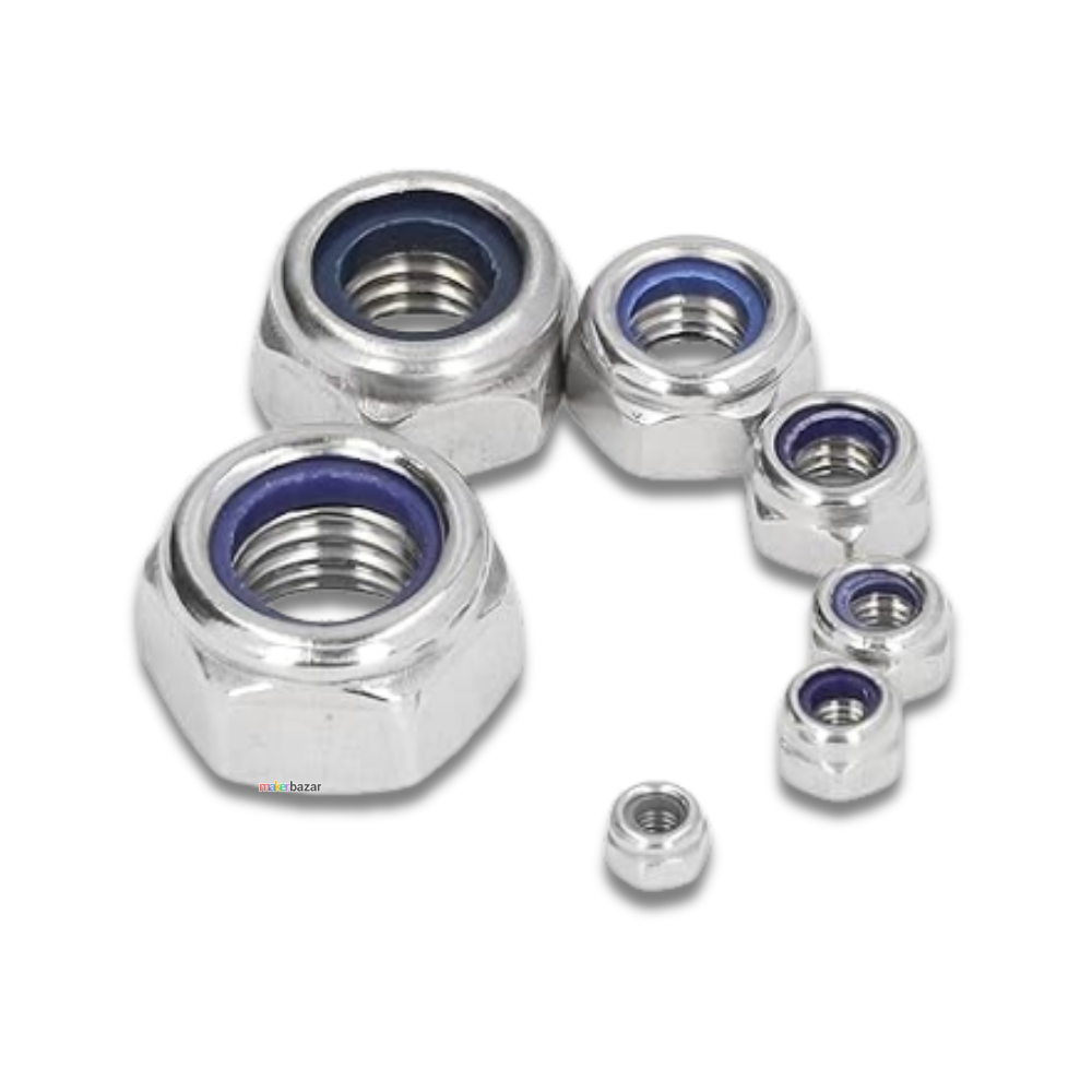 SS Nylon Self Lock-Nut Hex Insert-Nut [Pack of 10]