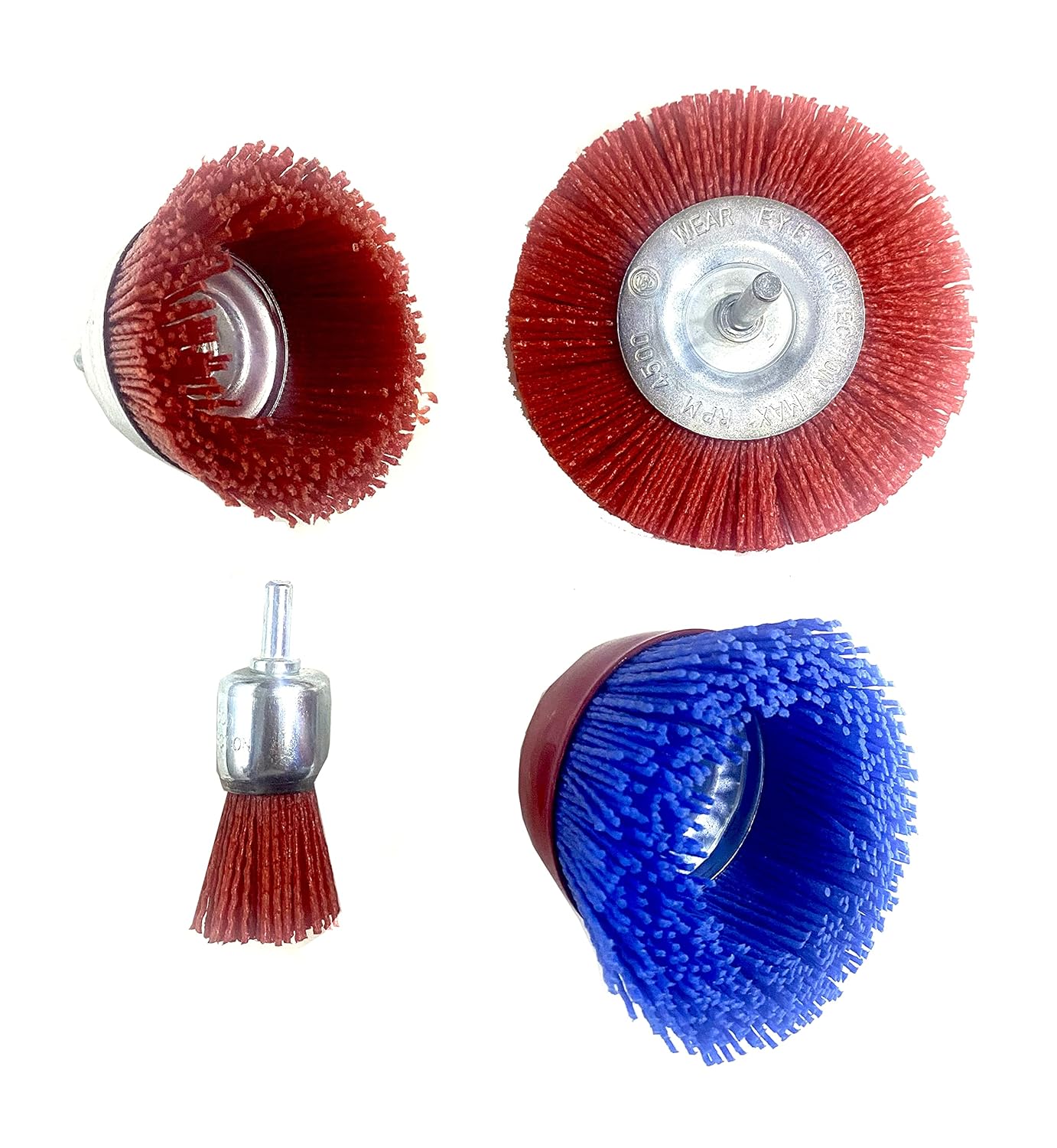 3-Piece Nylon Cup Brush Set For Drill - 3 Inch Grit 80, 120, 320 With 1/4 Inch Shank