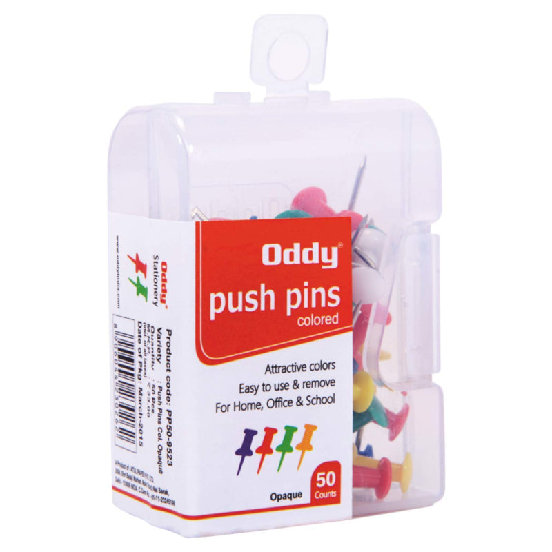 Oddy: PP50-9523 Multi-Colored Push Thumb Pins for Notice Boards [Pack of 50]