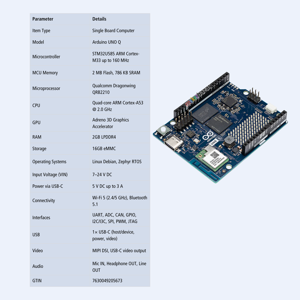 Arduino UNO Q AI Ready Single Board Computer 2GB