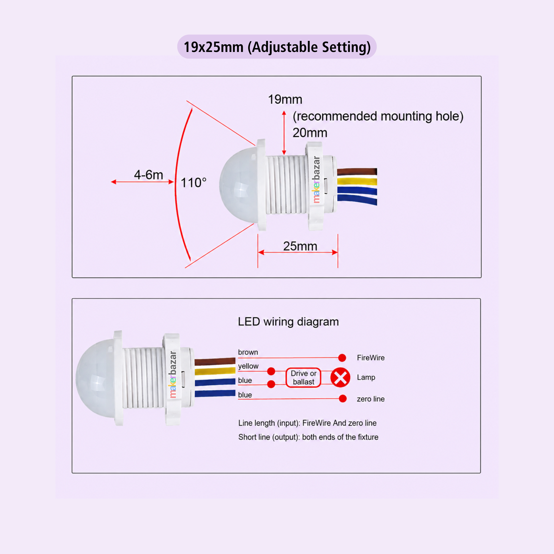 PIR Motion Sensor Switch Mountable Movement Detector