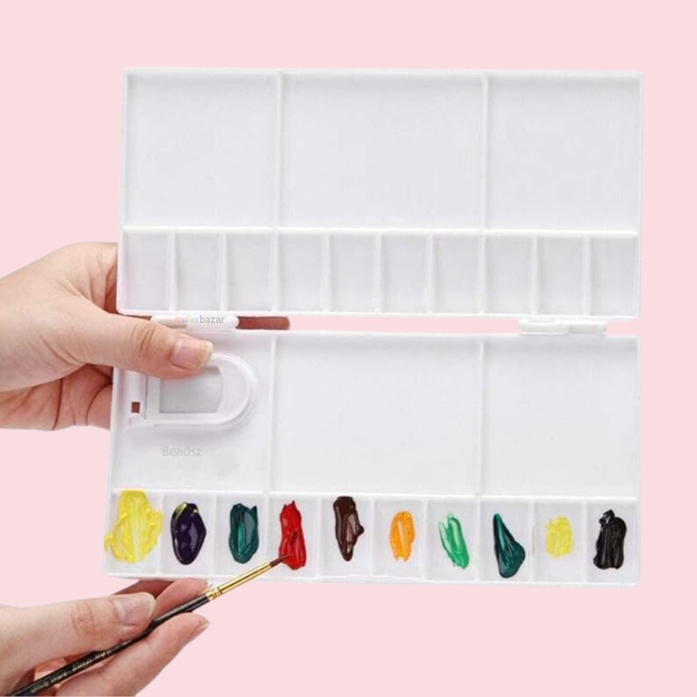 Painting Palette with Lid – Reusable Plastic Artist Mixing Tray (20×9.5cm)