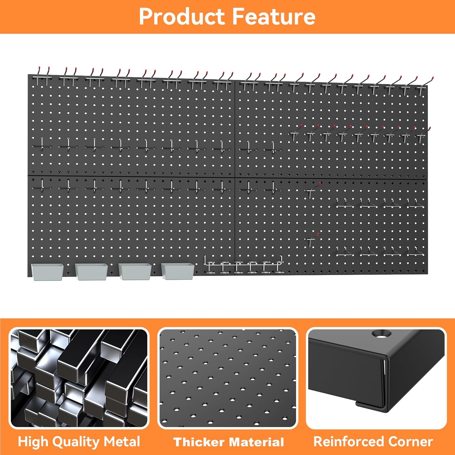 24x48in Metal Pegboard Kit with Accessories for Wall Garage Tools Storage board System