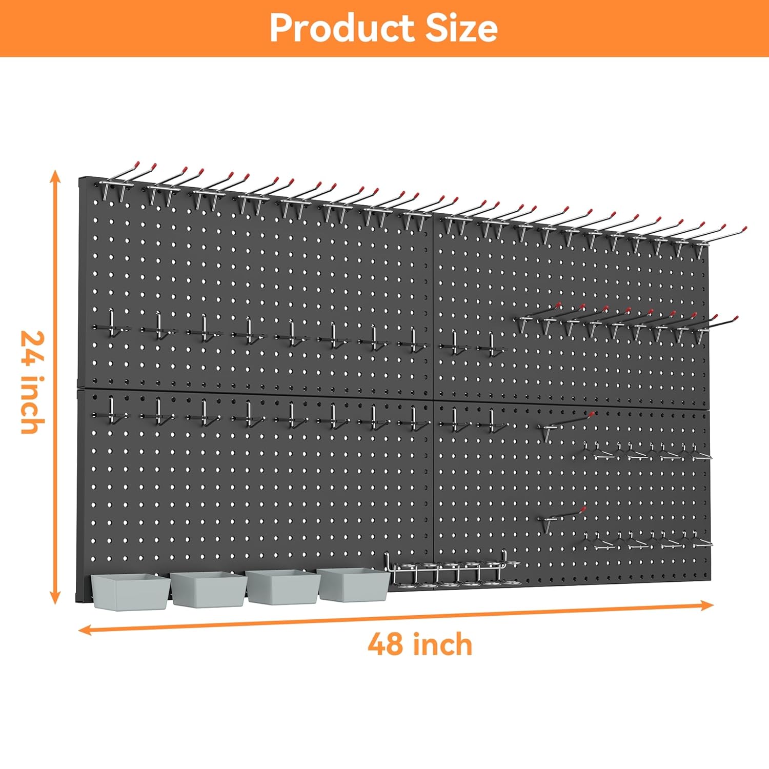24x48in Metal Pegboard Kit with Accessories for Wall Garage Tools Storage board System