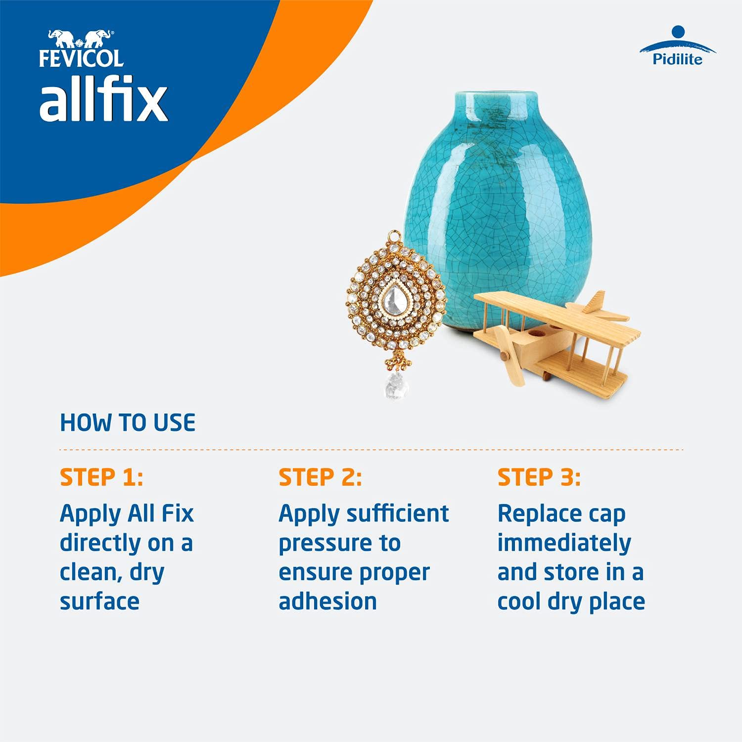 Pidilite Fevicol Multi-Purpose Allfix Clear & Non-Staining Adhesive (20ml)