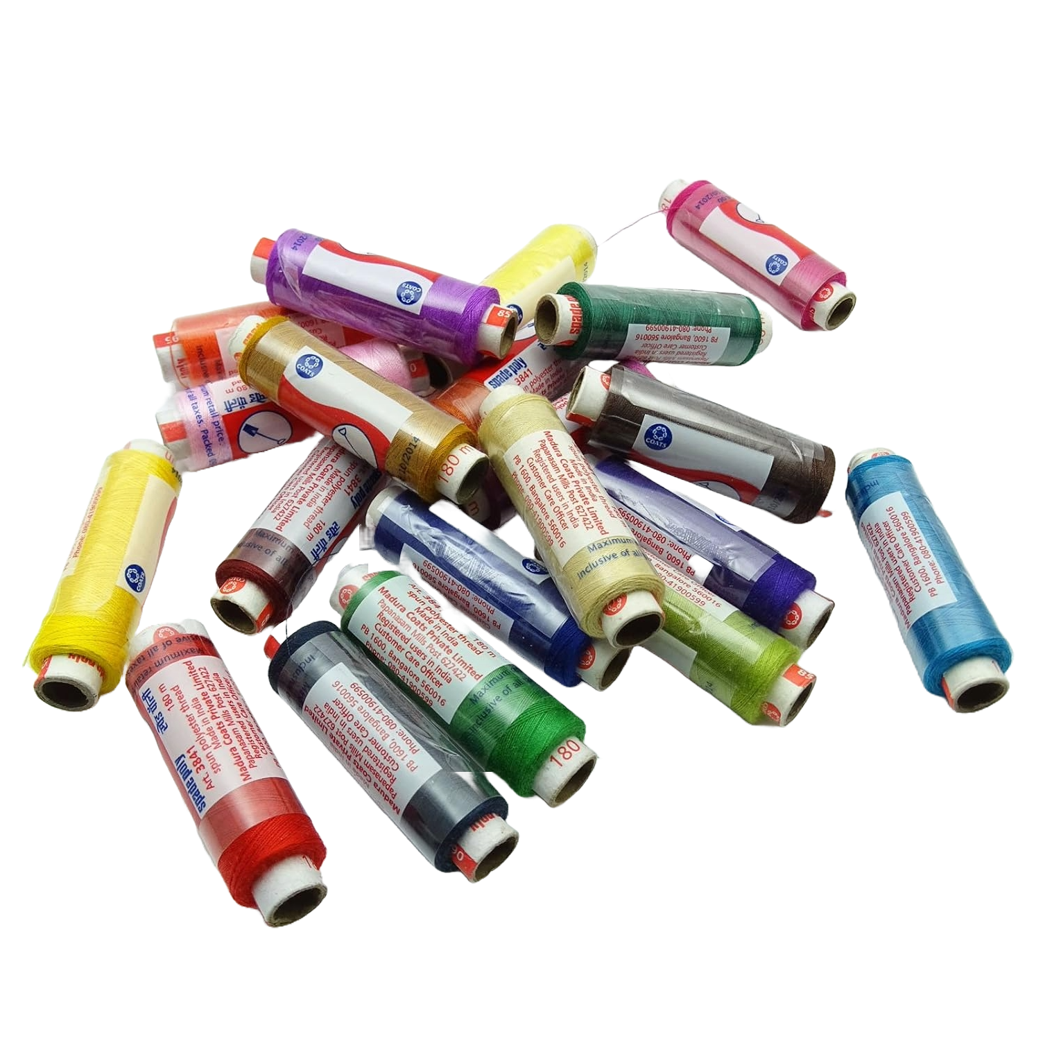 Multicoloured Spun Polyester Threads Rolls [Box of 20]