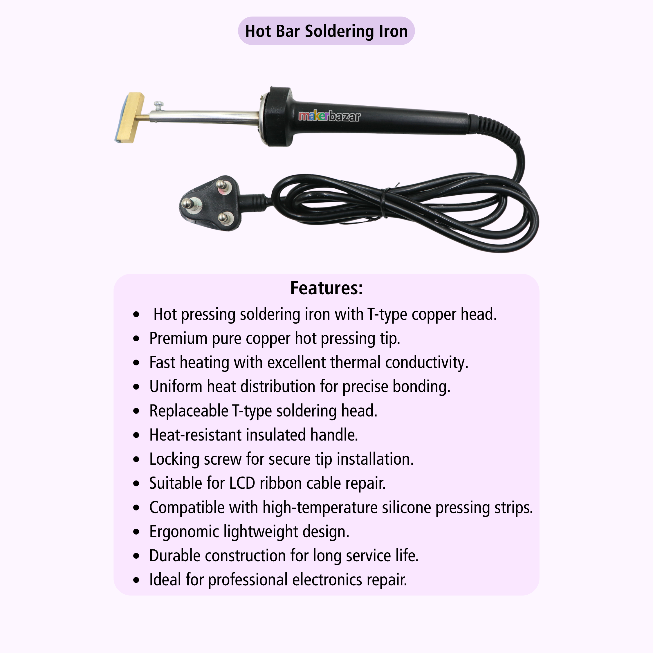 Hot Pressing Soldering Iron with T-Type Iron Head
