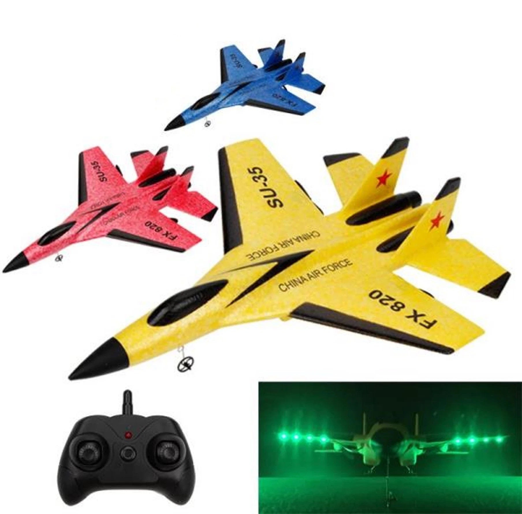 SU-35 2.4GHZ RC Air Plane Glider Remote Control EPP Fixed Wing Aircraft With Luminous Strip