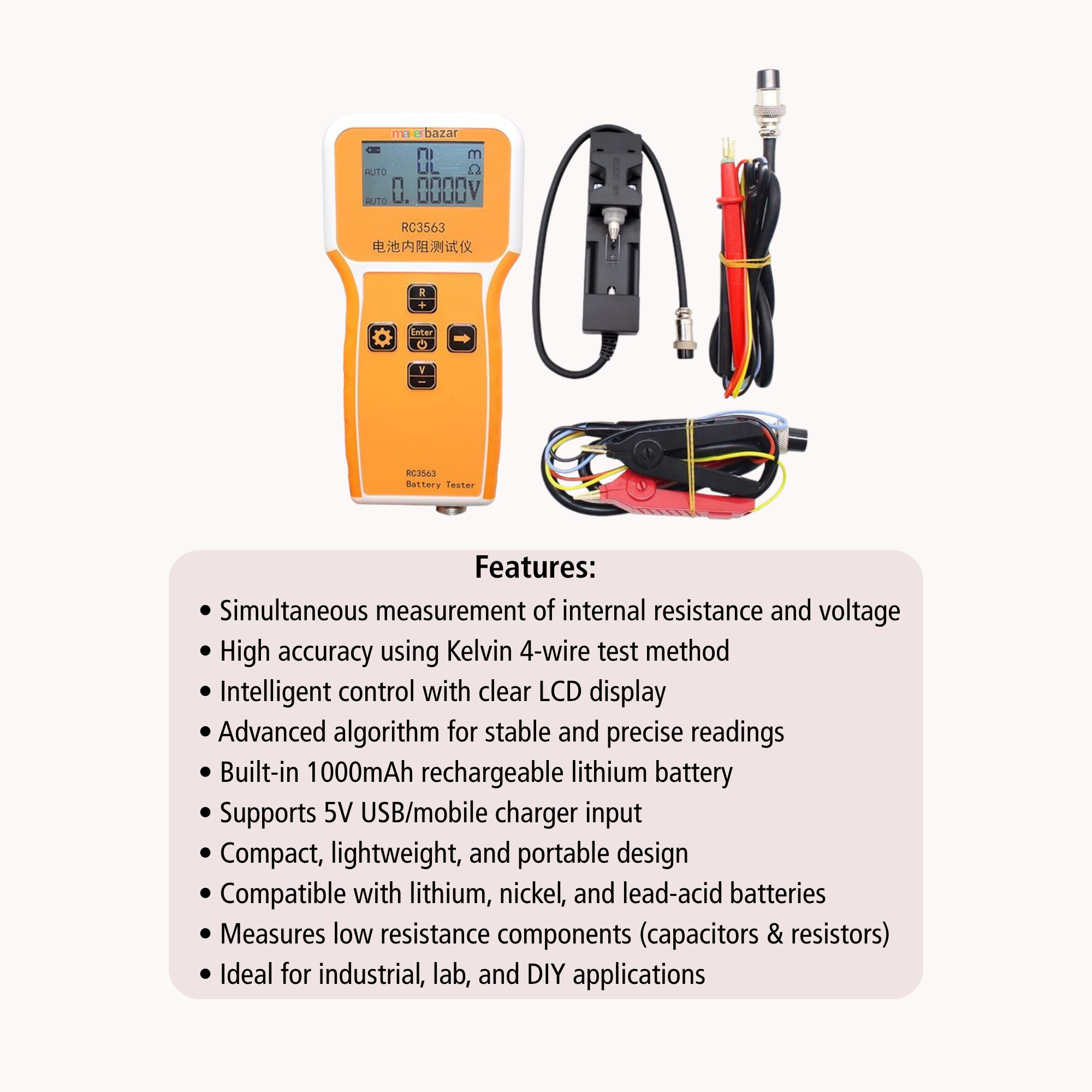 RC3563 Battery Internal Resistance Tester – Handheld Battery Analyzer