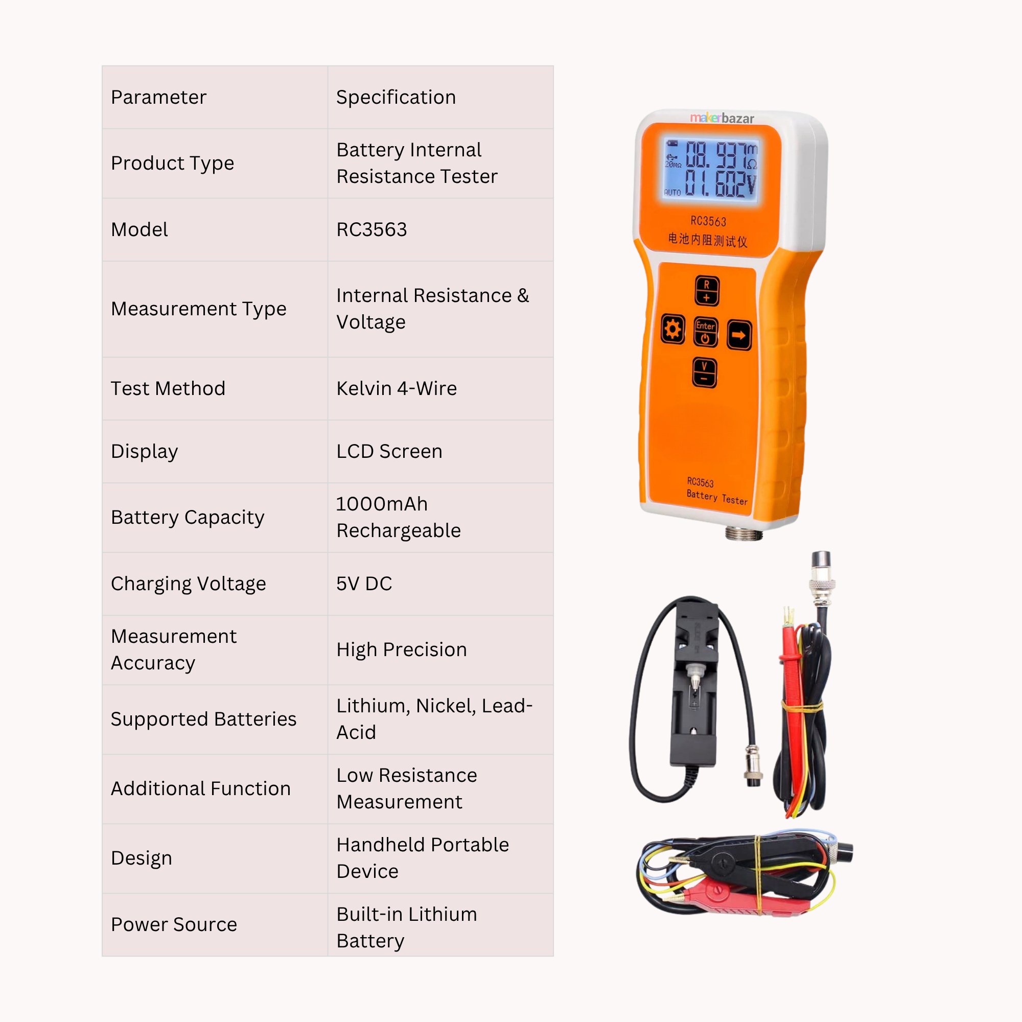 RC3563 Battery Internal Resistance Tester – Handheld Battery Analyzer