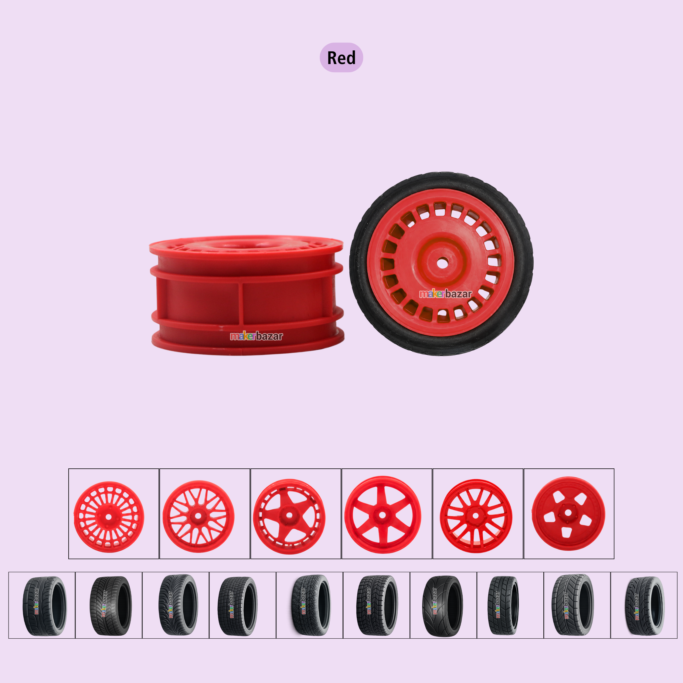 67mm Hex Wheel+Tyre for 1/10 RC Drift Car [Pack of 4]