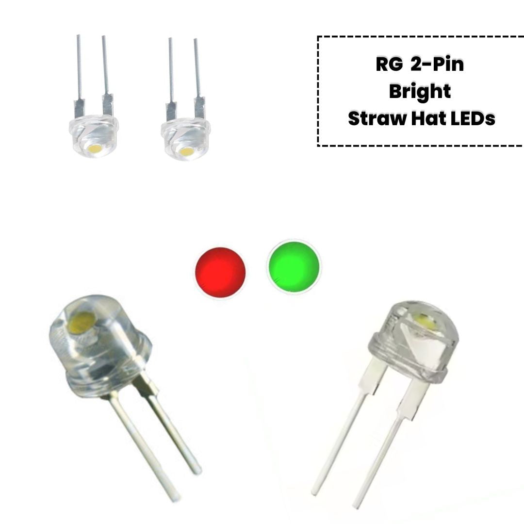 2-Pin Bicolor/Tricolor Bright Straw Hat LEDs (Auto Flashing)