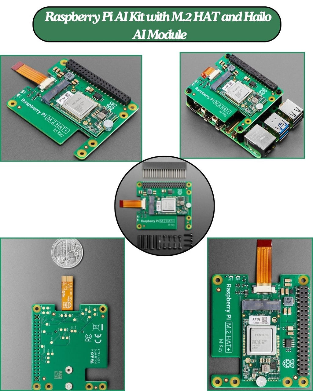 Buy Raspberry Pi AI Kit with M.2 HAT & Hailo | Makerbazar