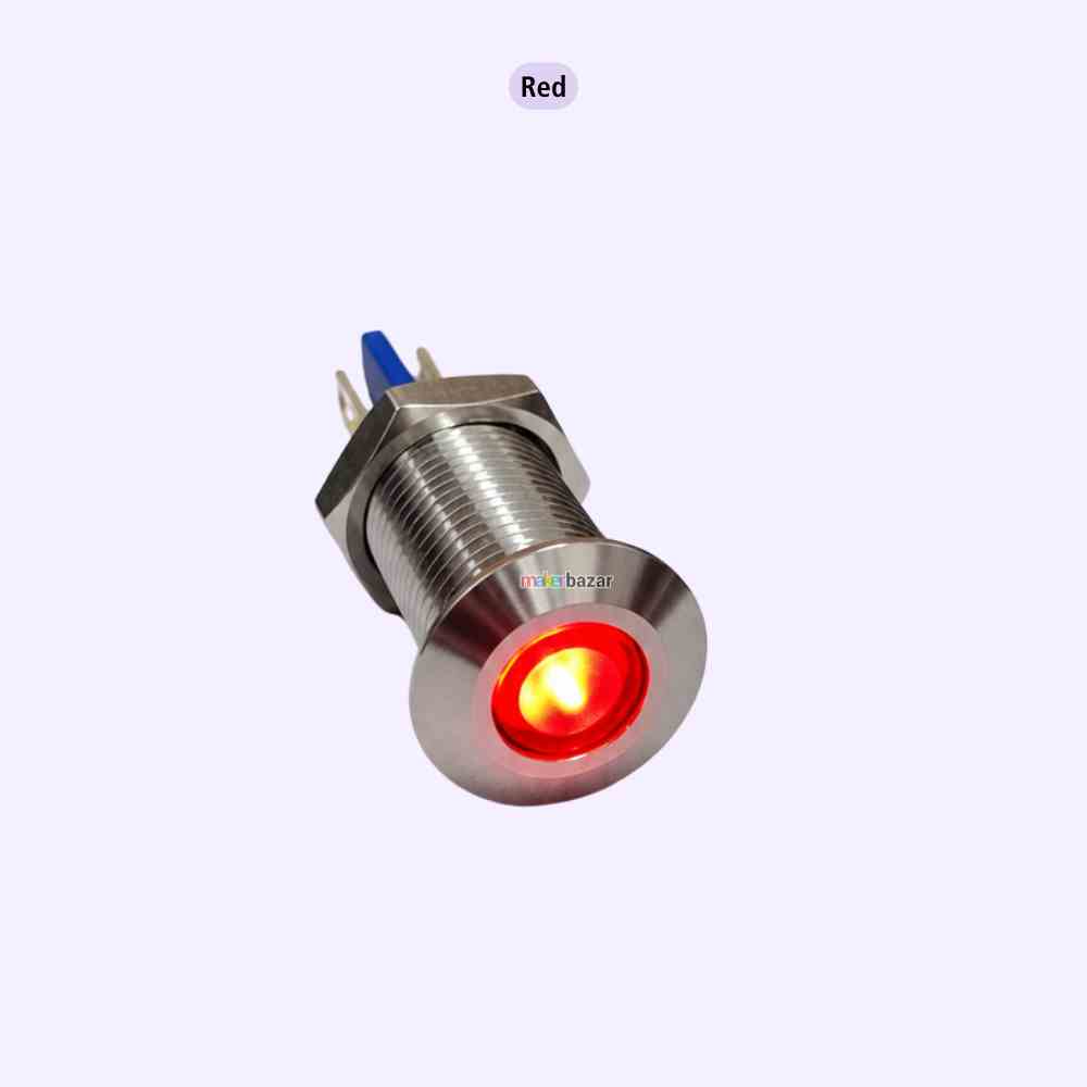9-12V Flat-Top LED Metal Indicator Light