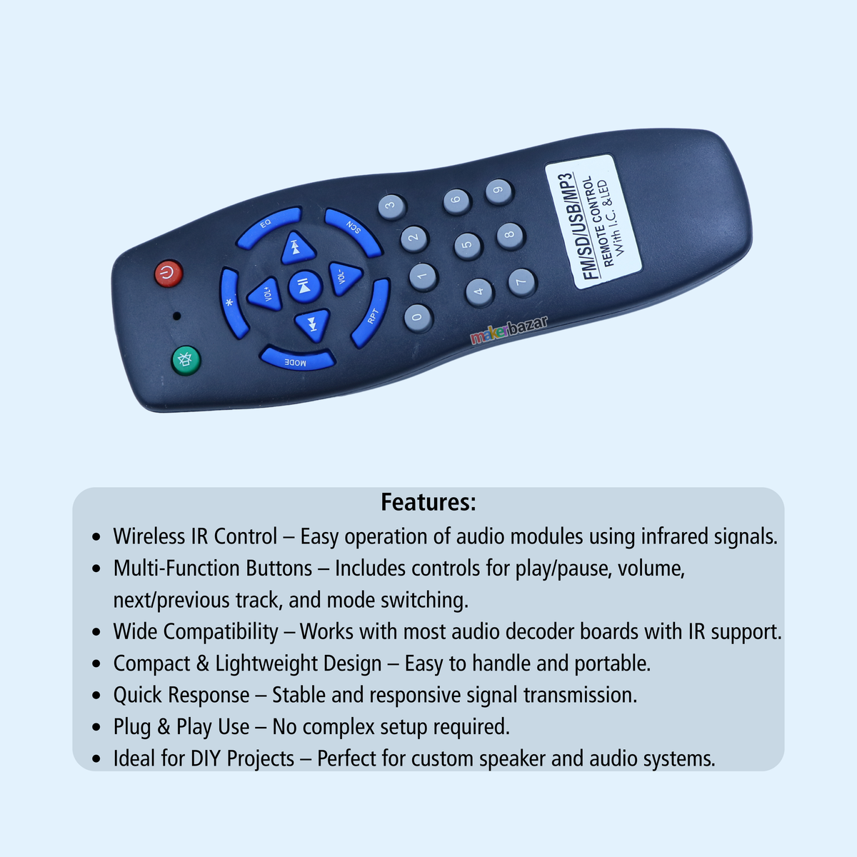 IR Remote Control for Bluetooth Audio Music Player Module