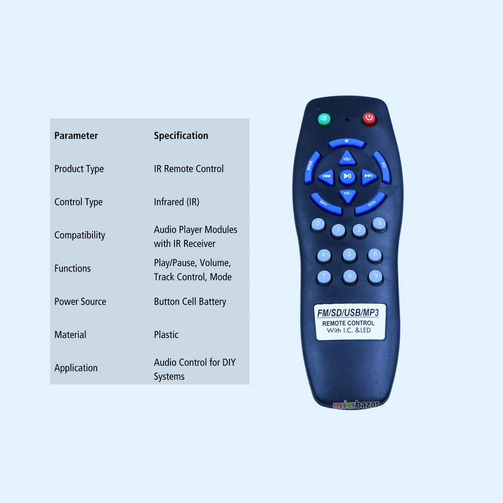 IR Remote Control for Bluetooth Audio Music Player Module
